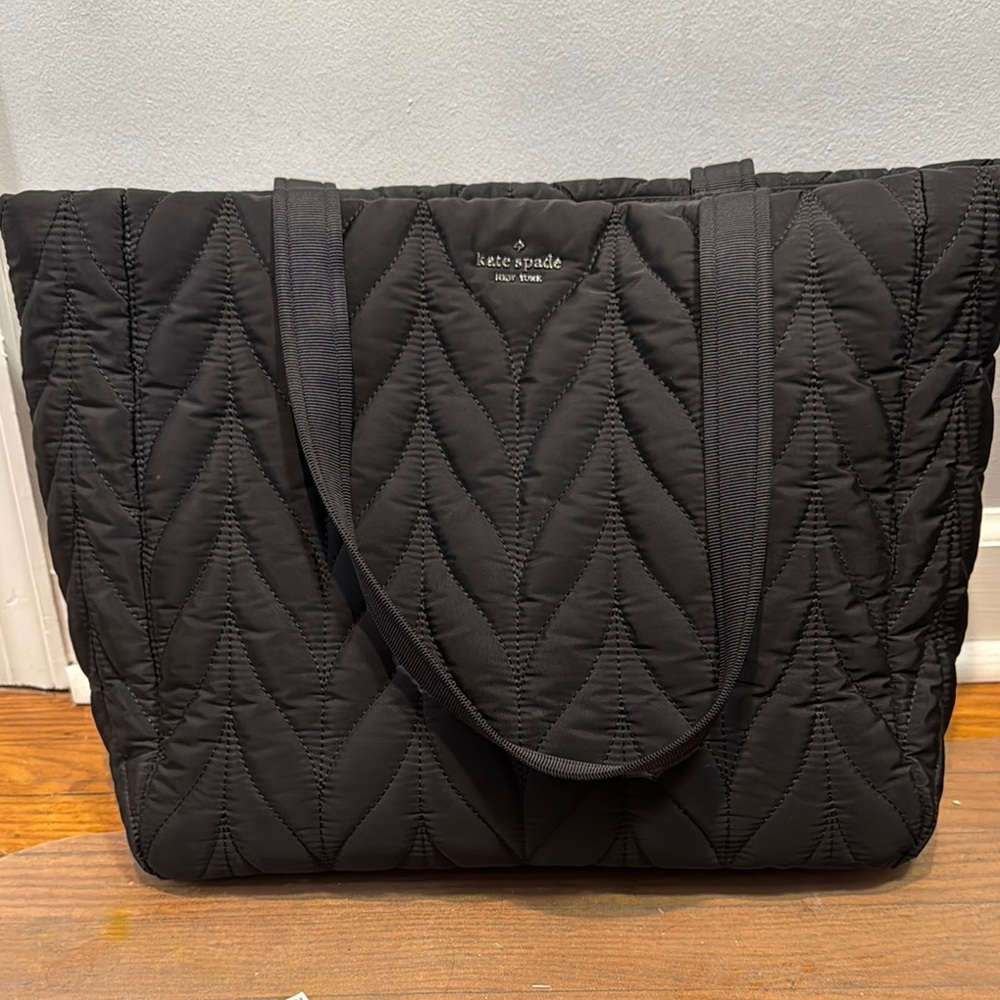Kate Spade Black Chevron Quilted Tote